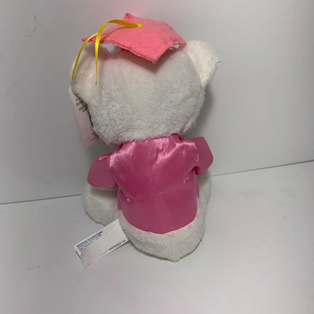 Hugfun White Graduation Teddy Bear Plush Pink Cap & Gown 9